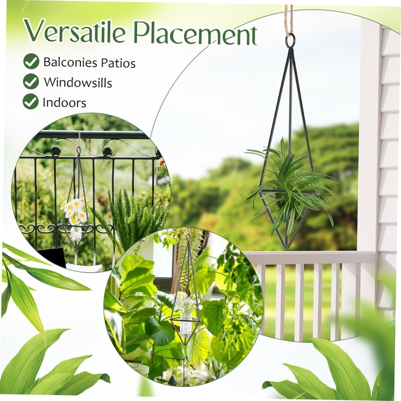 SUPVOX 4Pcs Geometric Metal Air Plant Holder Stylish Hanging Planter