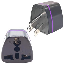 Universal World to Canada/American Outlet Plug Adapter-Type B 2 Pack, 3 Prong to 3 Prong Travel Plug Adapter, International Tourists from European/EU/China/Australia/UK to US Plug Adapter