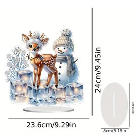 Syntego 5D DIY Christmas Diamond Painting Art Kit Crystal Embroidery Rhinestone Acrylic Table Top Decoration (Snowman and Reindeer 1)