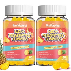Paquete de 2 gomitas de resveratrol NAD, suplemento de NAD de 500 mg con vitamina B3 y TMG envejecimiento saludable, energía y apoyo a la salud...    
