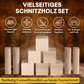 Eli® Linden Carving Wood - Medium Set Wooden Block - Which Basswood for Carving or Turning - Carving Template - Carving Set Wooden Blanks - Squared Wood - Wood for Adults and Children - Craft Set