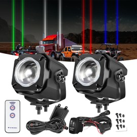 Auto Power Plus Whip Lights for Side by Side 2PCS Whipless LED Whip Light Pods with Switch & Remote RGBW Chase Lights Antenna LED Light Whips Kit for UTV ATV RZR Can Am SxS Boat Truck
