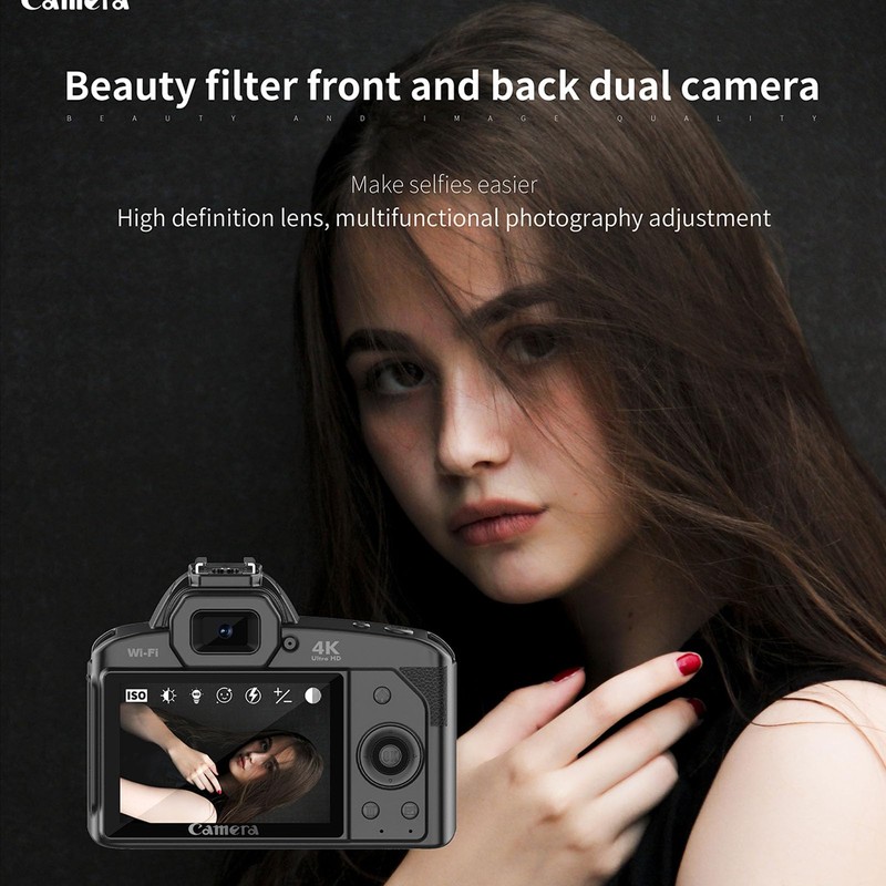 4K 64MP Digital Camera with Fill Light & Mic, WiFi