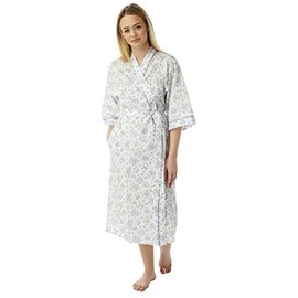 Ladies Cotton Floral Print Night Gown Soft & Comfortable Loungewear Women's Robes Wrap with Tie Belt Short Sleeve Ladies Dressing Gowns for Women UK Sizes 10-30, MN18 (Lilac, 12-14)