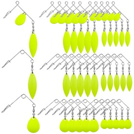 Ghanneey 30Pcs Fishing Spinnerbait Kit Fishing Spinner Blades Smooth Spoons Rigs with Colorado Blade Lure Making Fishing Lures Replacement Accessories