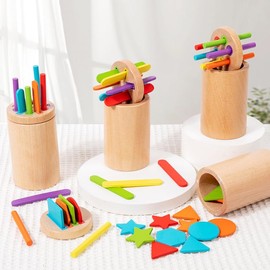 WYFCR 3 in 1 Sorting Game, Colour Sorting Toy, Wooden Colour Sensory Toy, Montessori Toy, Colour Learning Cup, Sorting Toy for Years, Colour Matching for Toddlers