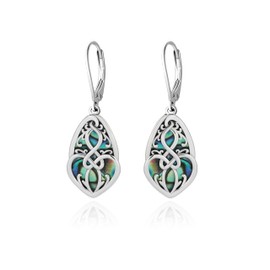Sterling Silver Celtic Earrings Abalone Shell Celtic Dangle Drop Earrings Gift for Women Mother Mom