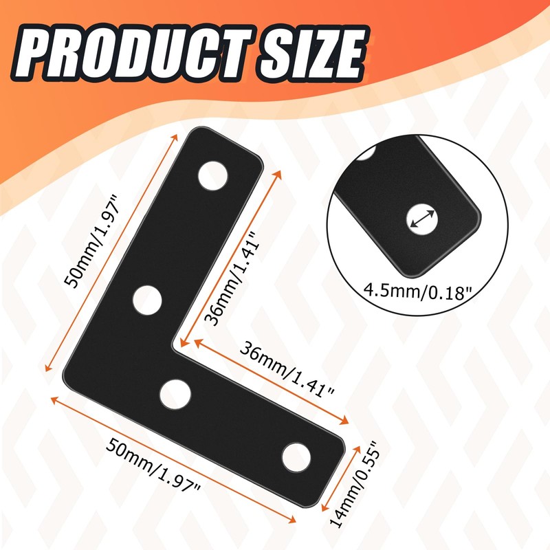 Litoexpe 20 Pcs L Shape Flat Mending Plates 50mm x