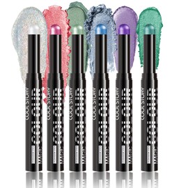 Set of 6 Eyeshadow Stick Set, Waterproof Long Lasting Eyeshadow Stick Sets, Create Glitter Eye Makeup (# SetD)