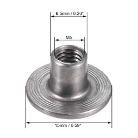 sourcing map Pack of 30 M5 x 15 x 1.2 mm T Nut Carbon Steel Mounting Material Fastening Through Hole Flange Insert Female Thread