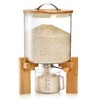 Tlence 5L Glass Rice Dispenser, Cereal Container with Bamboo Stand,