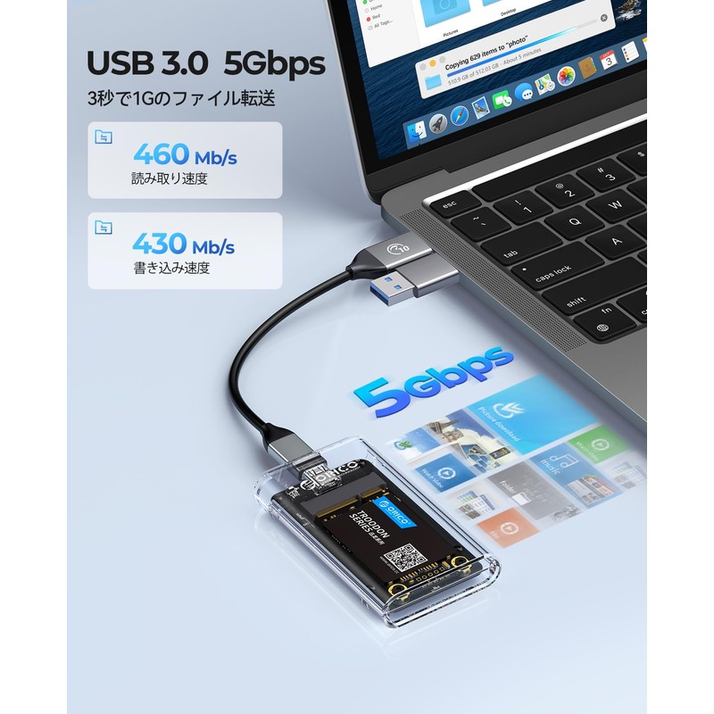 ORICO mSATA Case, Tool-Free Transparent SSD Case, MSATA 3.0 Case,