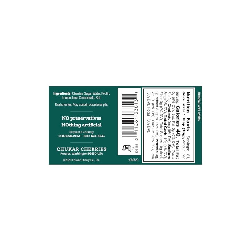 Chukar Cherries Sour Cherry Preserves (Pack of 1)