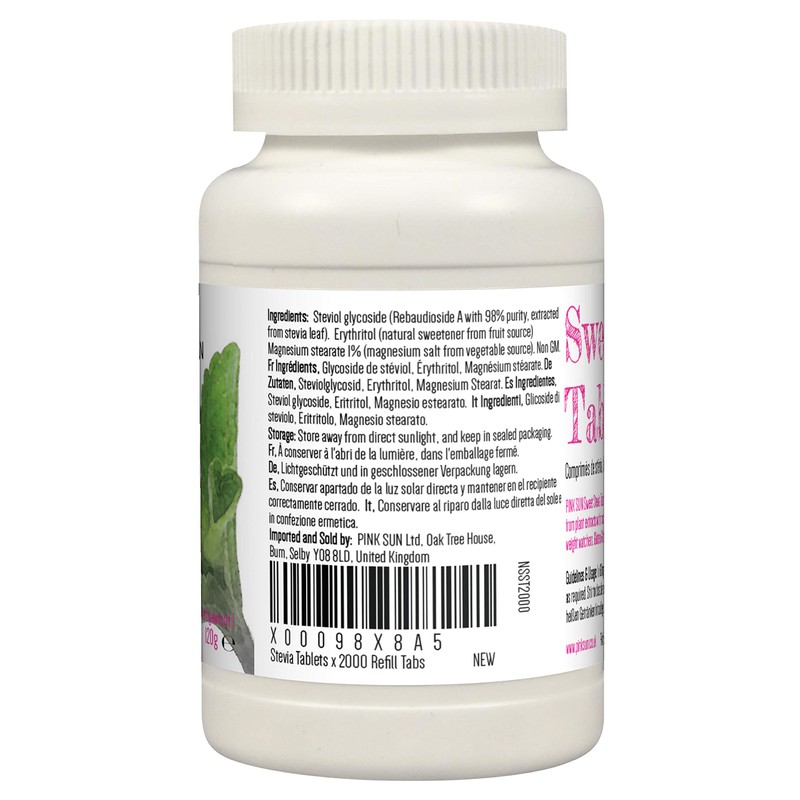 PINK SUN Stevia Tablets x 2000 Refill Tabs (Top up