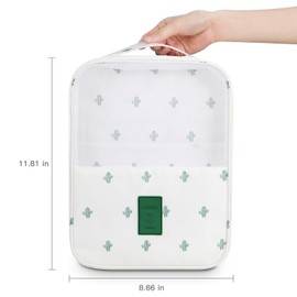 Travel Shoe Bag,Mossio Simple 3-Compartment Storage Packing Cube White Cactus