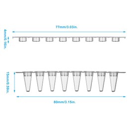 CryoKing 0.1ml 8-Strip PCR Tubes, Clear PCR Tubes with Flat Caps, Ultra Thin Wall PCR Reaction Tubes, Polypropylene Microcentrifuge PCR Tube, DNase/RNase Free, 125 Sets/Pack