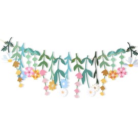 Flower Garland, Flowers in Many Colours Banner, Flower Garland Decoration Wild Flower Leaves Daisies, Spring Summer Decoration, for Girls, Room Decoration, Birthdays, Garden Party, Wedding, Baby