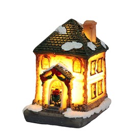 Christmas Village Sets, LED Lighted Christmas Village Houses with Figurines,Christmas Village Accessories Collection Indoor Room Decor Collectible Buildings (C)