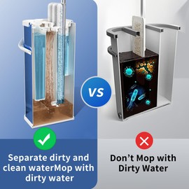 SWIFTIRON Separates Dirty Water Mop, Flat Mop and Bucket for Home with 4 Extra Refills, Stainless Steel Mop and Bucket with Wringer (Blue)