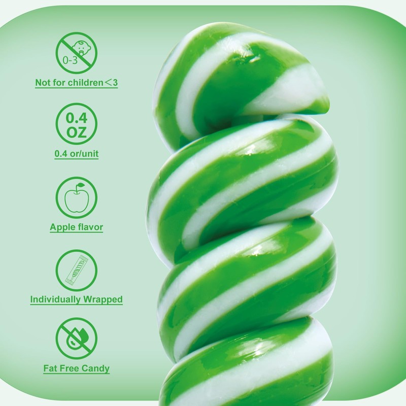 Green Twist Lollipops Individually Wrapped Bulk, St. Patrick's Twisty Lollipop,
