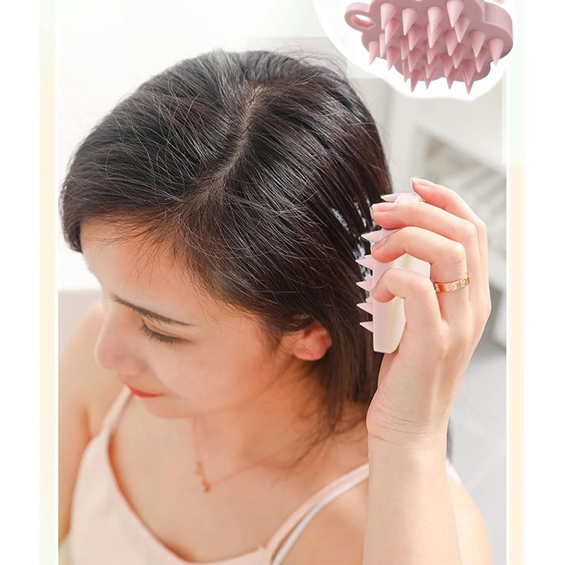 頭皮マッサージ 2個 スカルプブラシ シャンプーブラシ ヘッドマッサージ 頭皮ブラシ (グレイッシュピンク)