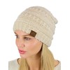 C.C Women's Chenille Soft Warm Thick Knit Beanie Cap Hat-Beige