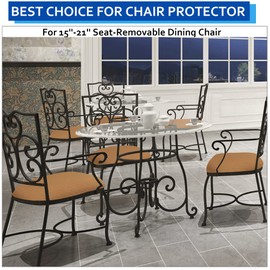 BUYUE Dining Room Chair Seat Covers Set of 6, TPU not Mixed, Friendly Jacquard Fabric Stretch Washable Slipcover for Kitchen Seat Cushions, Ocher-6PCS