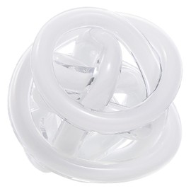 Luxury Lane Hand Blown Infinity Knot Sommerso Art Orbit Glass Ball for Home Decor 4 inch Tall Centerpiece Table Decoration White