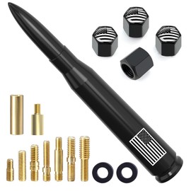 Car Bullet Antenna Replacement with Valve Stem Cap for Ford F150 F250 F350 Super Duty Raptor Bronco Dodge Ram Chevy Silverado GMC Sierra 1500 2500 3500 Truck Accessories 1990 - Current (Black)