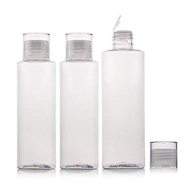 3 Pack 150ml Empty Clear Refillable Plastic Bottles for Makeup Liquid Toiletries Cosmetic Containers with Opening Reducer and Screw Cap