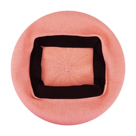 Gllutt Summer Knitted Thin Beret Hat for Women Size Adjustable French Style Solid Color (Thin Coral Red)