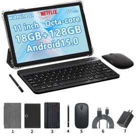 11 inch 2 in 1 Tablet, 18GB + 128GB, Android 15 Tablet, 1TB Expandable, 13MP Camera, Octa-Core Processor 5G WiFi 8000MAH Battery 11'' IPS HD Touchscreen Google Tableta.