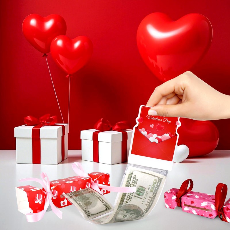 Vodolo 4PCS Valentine's Day Money Box for Cash Gift Pull,Funny