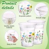 Hushee 60 Pcs Floral Party Cups 16 oz Wildflowers Plastic