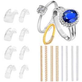 16Pcs Ring Sizer Adjuster for Loose Rings, Ring Size Adjuster, Assorted Gold & Transparent Ring Resizer, Fit Any Rings, Suitable for Engagement, Wedding, Banquet, Daily Wear