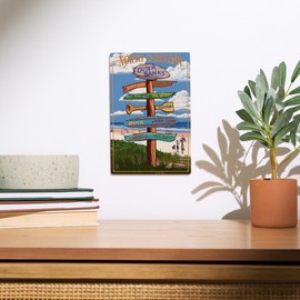 Lantern Press 6x9 Inch Wood Sign, Ready to Hang Wall Decor, Outer Banks, North Carolina, Destination Signpost