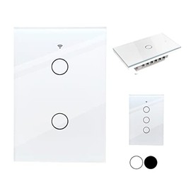 HAPPY LIFE Interruptor inteligente wifi (REQUIERE NEUTRO) con capacitor, apagadores inteligentes de pared c/panel táctil control remoto x App, compatible con Alexa, Google home y Smart life (2.4WiFi)