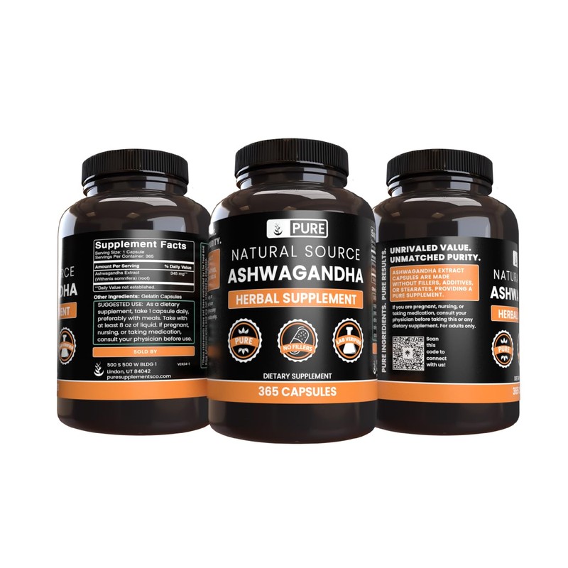 Pure Original Ingredients Ashwagandha (365 Capsules) No Magnesium Or Rice
