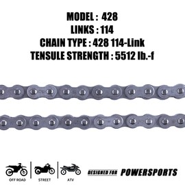 MRELC 428 Motorcycle Chain+ Chain Breaker,114-links Heavy Duty Drive Chain
