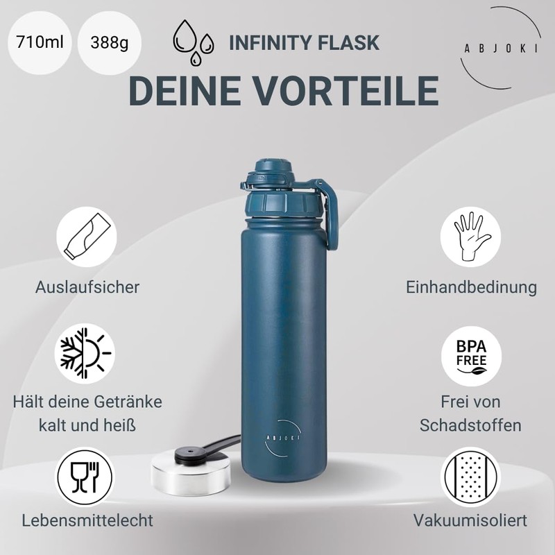 Abjoki Stainless Steel Drinking Bottle "Infinity" 710 ml, Dark Blue,