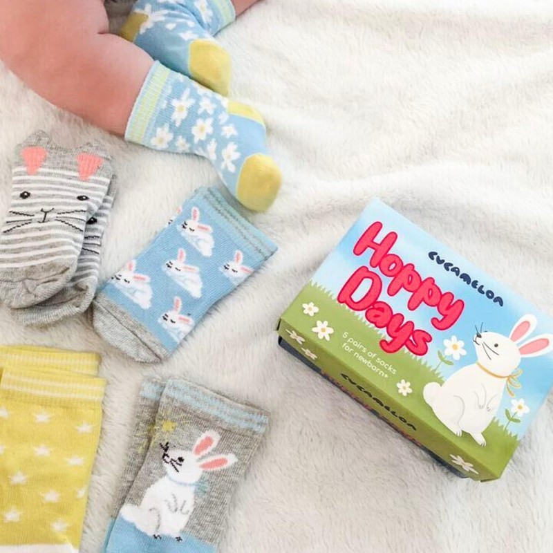Cucamelon Baby Hoppy Days Sock Gift, Multi, One Size