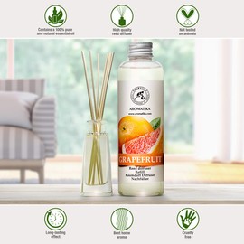 Reed Diffuser Oil Refill Grapefruit 6.8 oz (200ml ) - Intensive & Long Fragrance for Room - Lasting Natural Room Scent - Non Alcohol - Refill for Office - Boutique - Restaurant - Aromatherapy