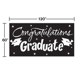 Creative Converting Gigantic Greetings Black Congratulations Graduates Giant Banner, One Size
