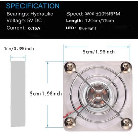 50mm USB Fans with Speed Control,USB Brushless Cooling DC 5V 50mm x 10mm Fan Cooler Speed 4200 RPM Fan for PC Computer Case Cooler Raspberry Pi Radiator Ventilation (B04)
