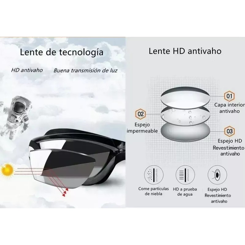 Dolores Gafas Natación Con Caja, Antivaho Goggles+clip Nariz+tapones
