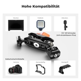 K&F Concept MS27 Magic Arm with Cold Shoe and 1/4 Inch Screw, Mini Magic Arm with Two 360° Rotating Ball Heads