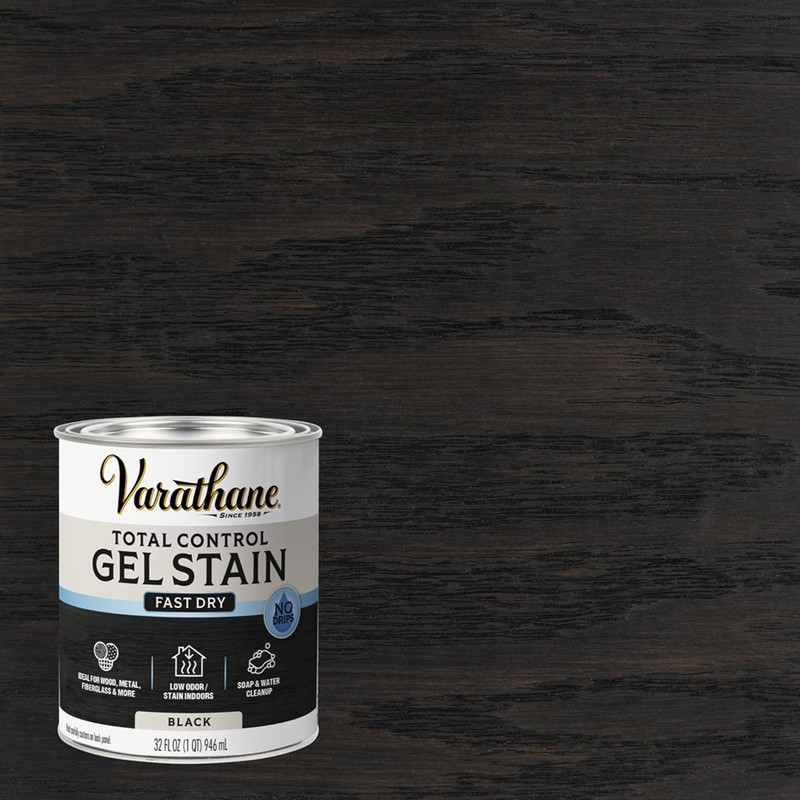 Varathane Total Control Gel Stain Water-Based Wood Stain, Quart, Black