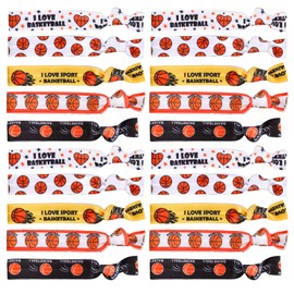 25 Pcs Balls Hair Ties,Baseball Hair Ties,Soccer Hair Accessories,Basketball Ribbon,Knotted Volleyball Headband, Bracelets Accessories for Girls,Women,Party,Sports Day (Basketball)