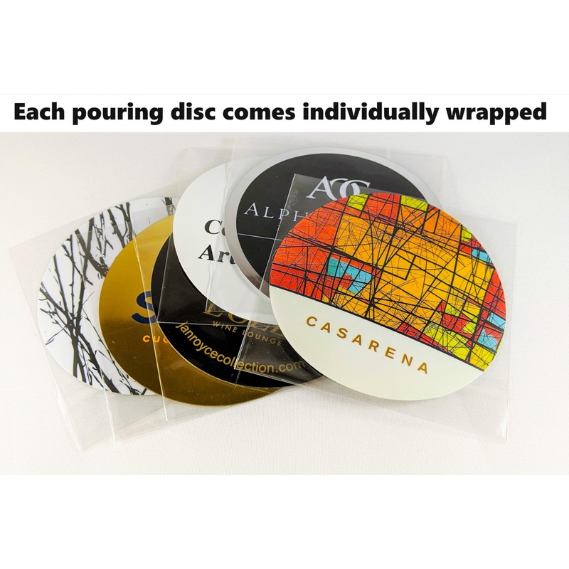 Selection of Colorfully Printed Wine Disc Pourer Bundles that will