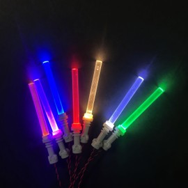 HUHUJIA LED Light-Up Sword Compatible with Building Block Figures - USB Rechargeable Multicolor Glow Blade with Grey Handle & Expansion Port